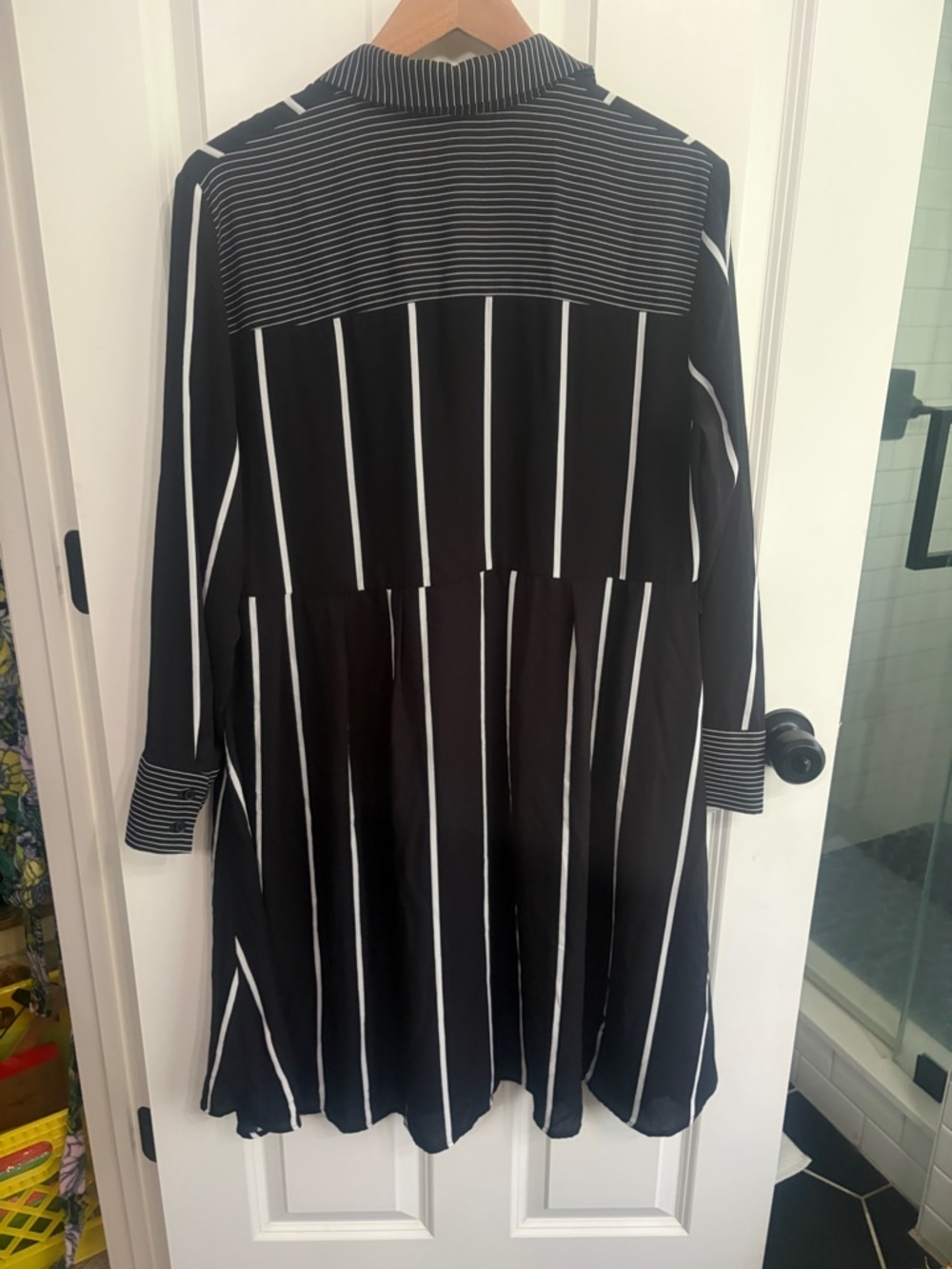 Who What Wear Black and White  Stripe Long Sleeve Shirt Dress size X or XL - Picture 6 of 8
